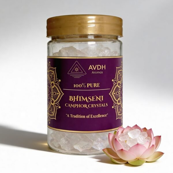 Bhimseni Camphor 80g Jar |100% Pure Kapoor Crystals for Puja, Aarti & Havan | Long-Lasting Fragrance | for Diffuser & Air Freshening (80 GMS)